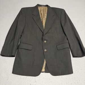 Vtg USA Made 42R Charcoal/Dark Olive Red Pane Wool Tweed Mens Blazer Suit Jacket